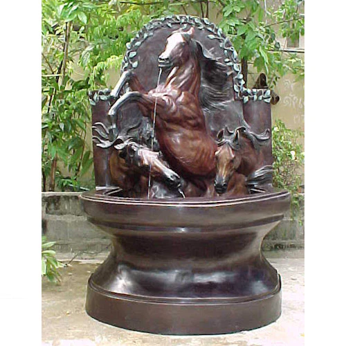 Three Horse Bronze Wall Fountain Small - Image 2