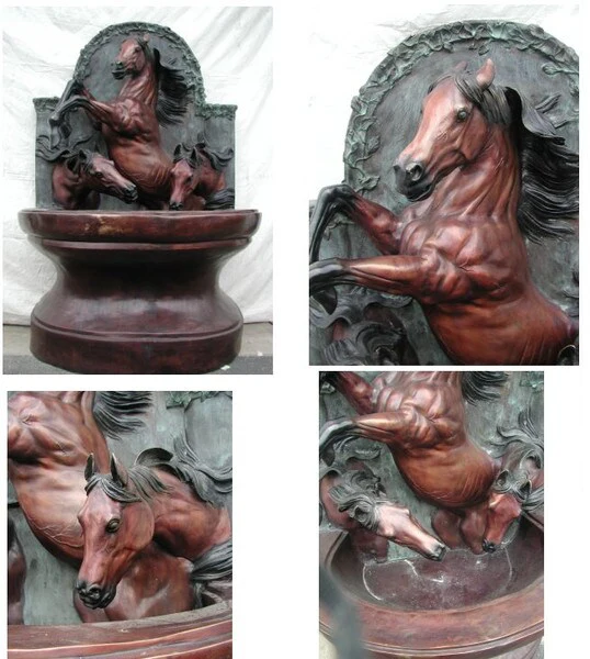Three Horse Bronze Wall Fountain Small - Image 3