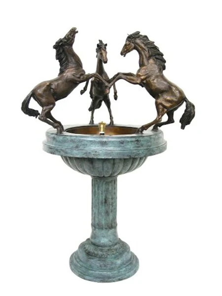 Three Horses on Bowl Fountain 52" High