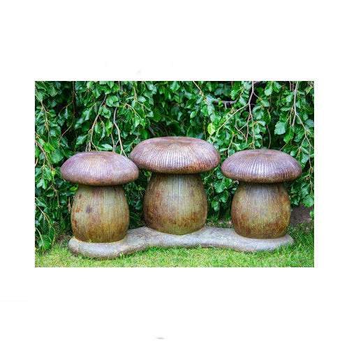 Three Mushroom Garden Bench