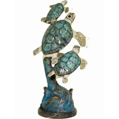 Three Sea Turtles Bronze Sculpture 23" Tall - Image 2