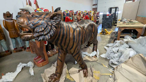 Tiger Bronze Life Size Sculpture 100" Long - Image 4