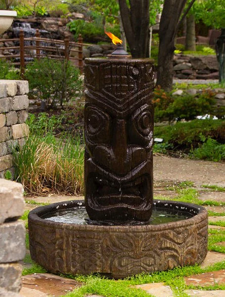 Tiki Column Fountain with Fire