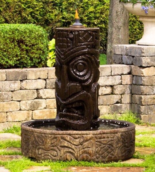 Tiki Column Fountain with Fire - Image 2