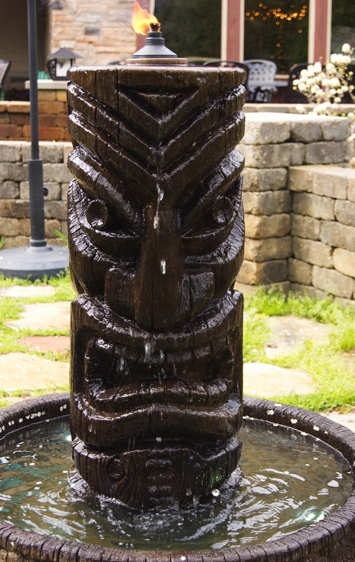 Tiki Column Fountain with Fire - Image 3