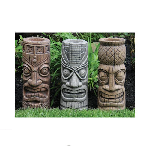 Tiki Island Bust Sculpture Set of Three Statues