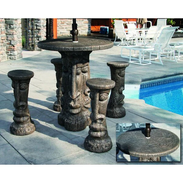 Tiki Table Set - Bar Height Garden Statues - Image 3