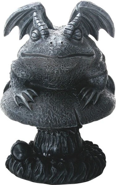 Toad Gargoyle on Mushroom Sculpture