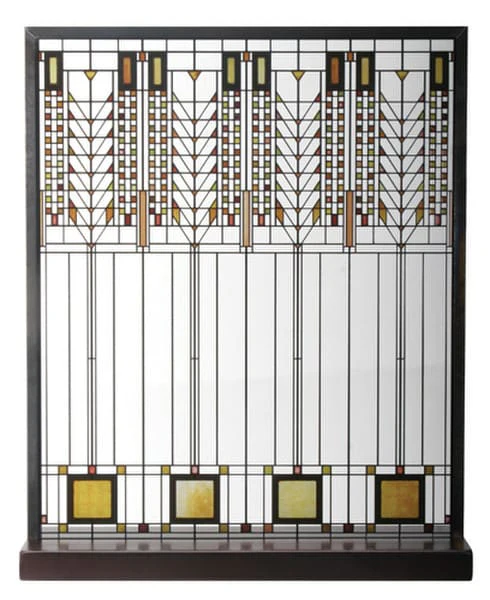 Tree of Life with Wooden Frame by Frank Lloyd Wright Art Gla