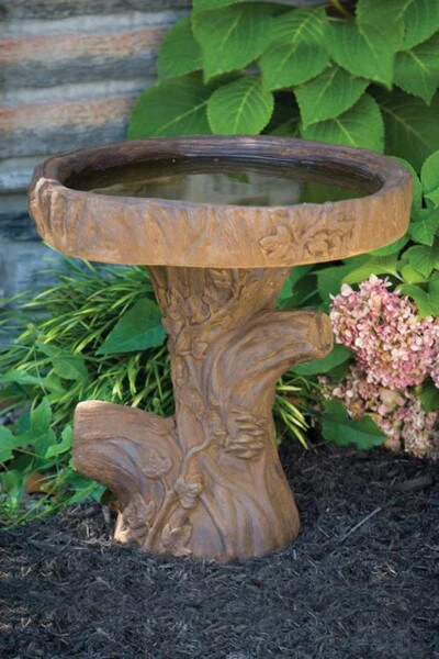 Tree Stump Bird Bath 19" High