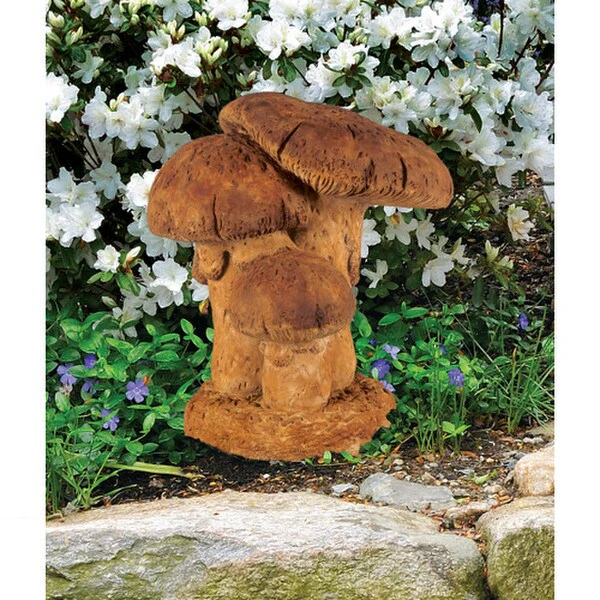 Triple Mushroom Garden Sculpture Cement