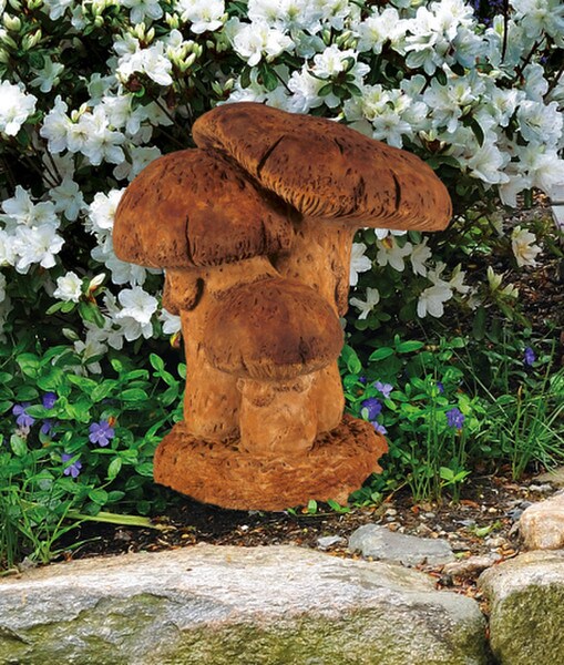 Triple Mushroom Garden Sculpture Cement - Image 2