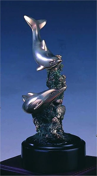 Two Dolphins Sculpture 7" H Statue