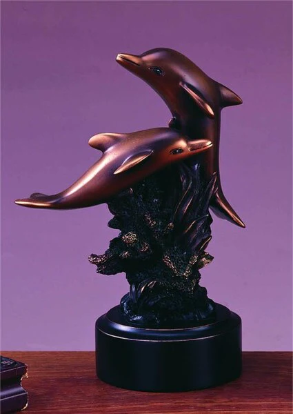 Two Dolphin Duo Statue Figurine