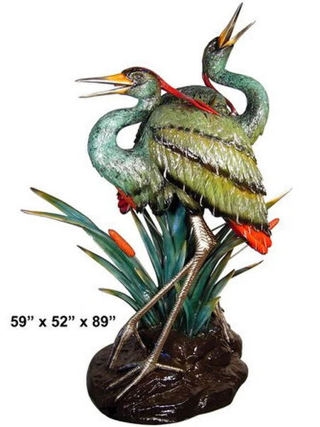 Two Giant Cranes Water Feature 89" High - Image 2