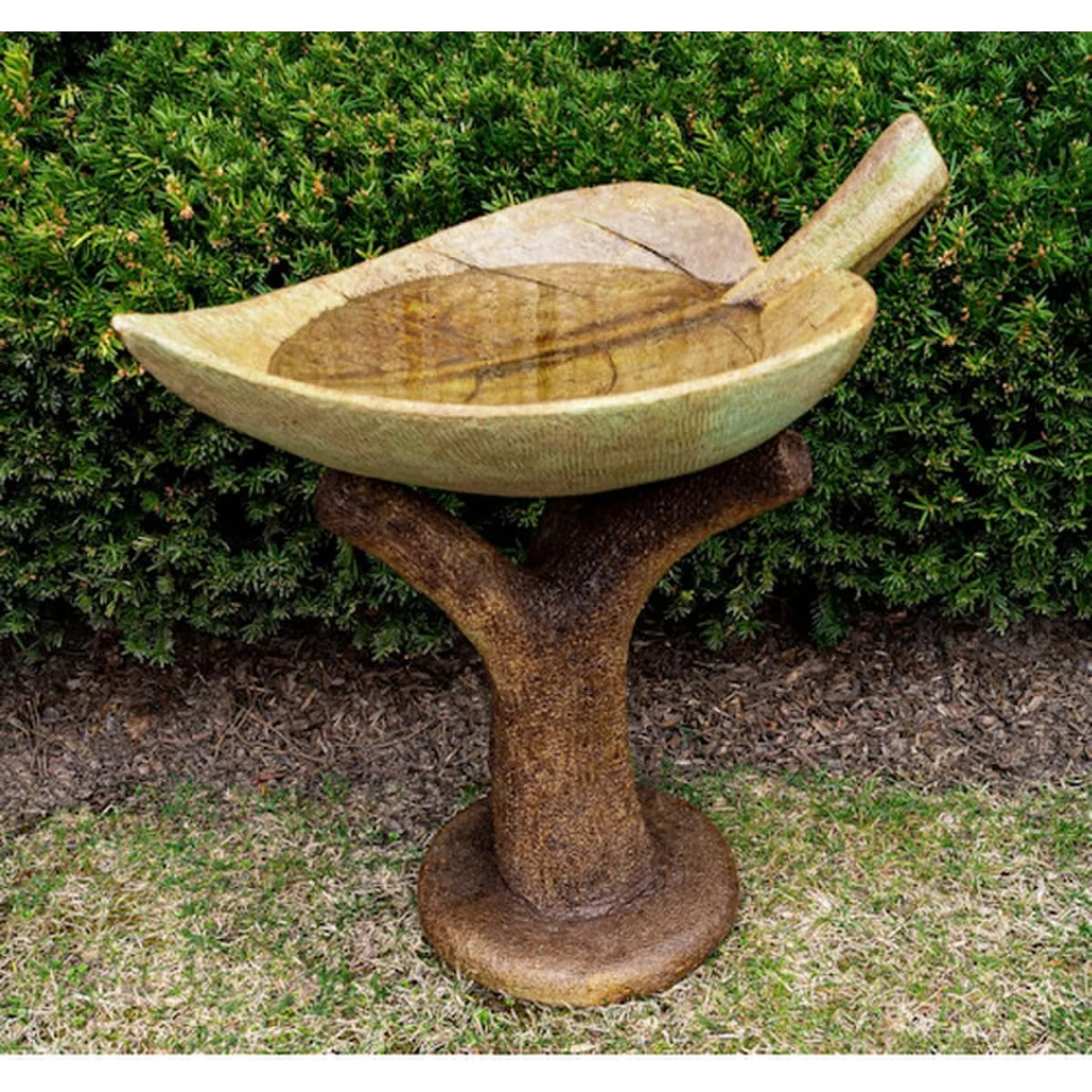 Two-Part Leaf Birdbath Garden Sculpture - Image 4