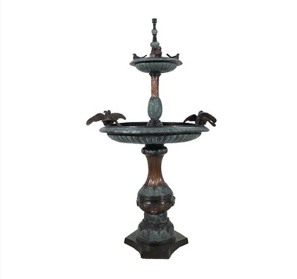 Two Tier Bird Bronze Fountain Water Feature