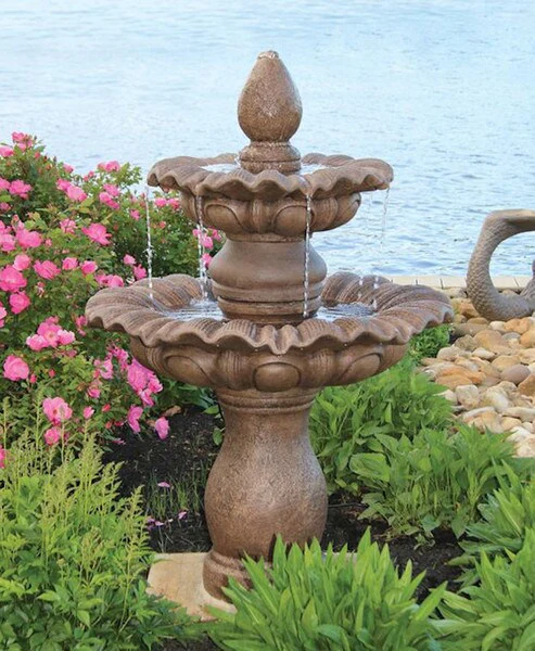 Two Tier Scallop Garden Fountain 54" High - Image 3