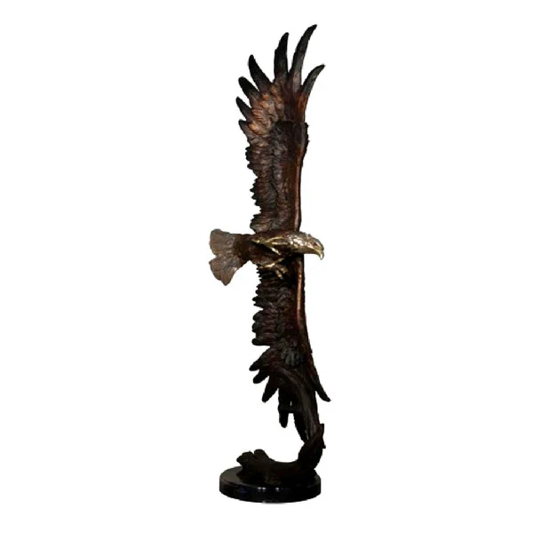 Vertical Flying Eagle Bronze Statue