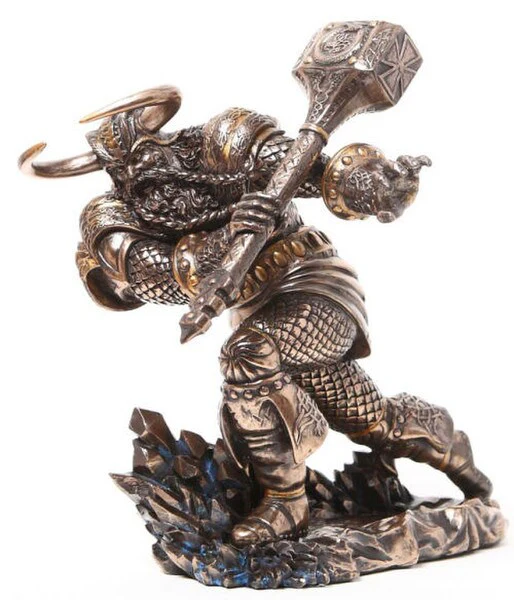 Viking Warrior with Thor's Thunder Hammer Statue