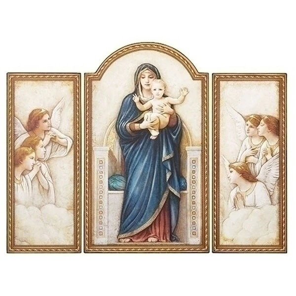 Virgin Mary Triptych Wall Hanging Sculpture