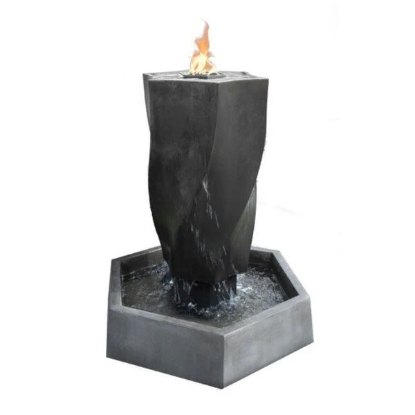 Vortex Hexagon Fountain Modern Minimalistic with Fire
