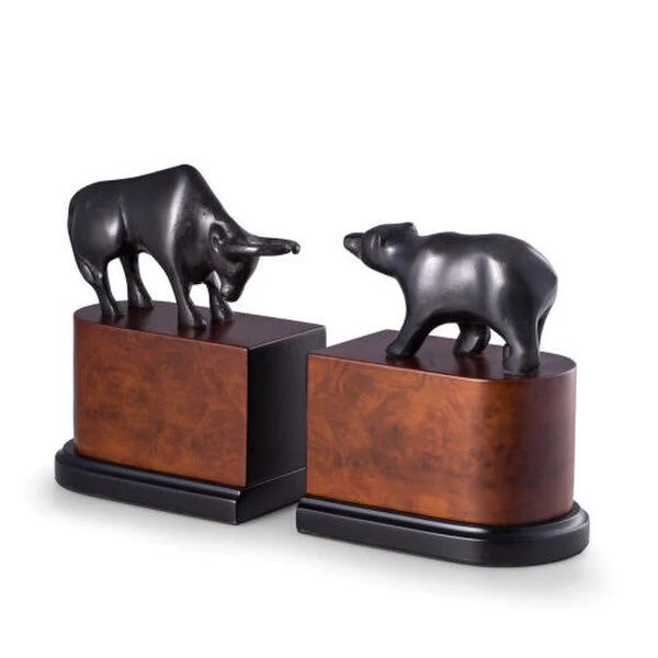 Wall Street Bookends On Burlwood Bases