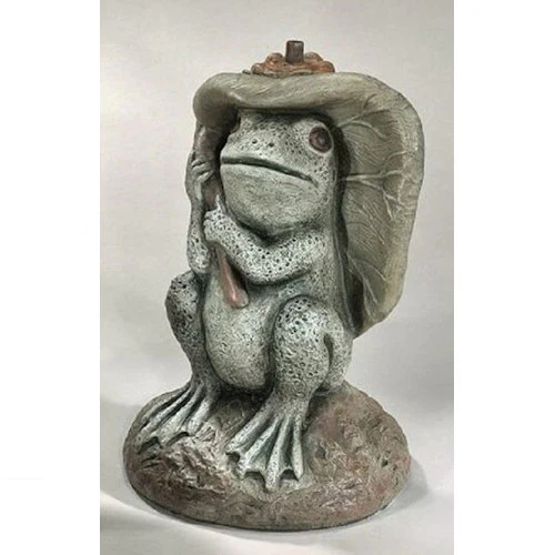 Waterlily Frog Plumbed 12" H Water Feature Statue - Image 2