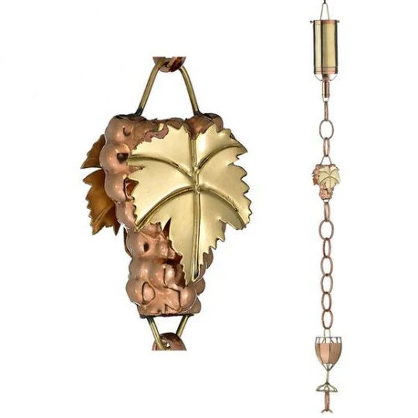 Wine bottle Rain Chain Grapes and Glass