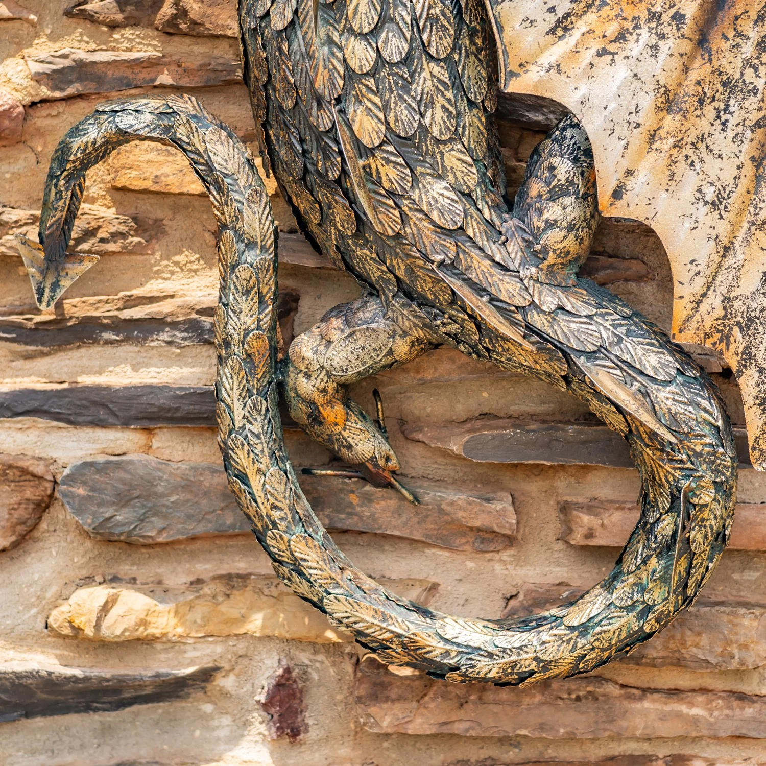 Winged Serpent Dragon Sculptural Wall Art 29" - Image 5