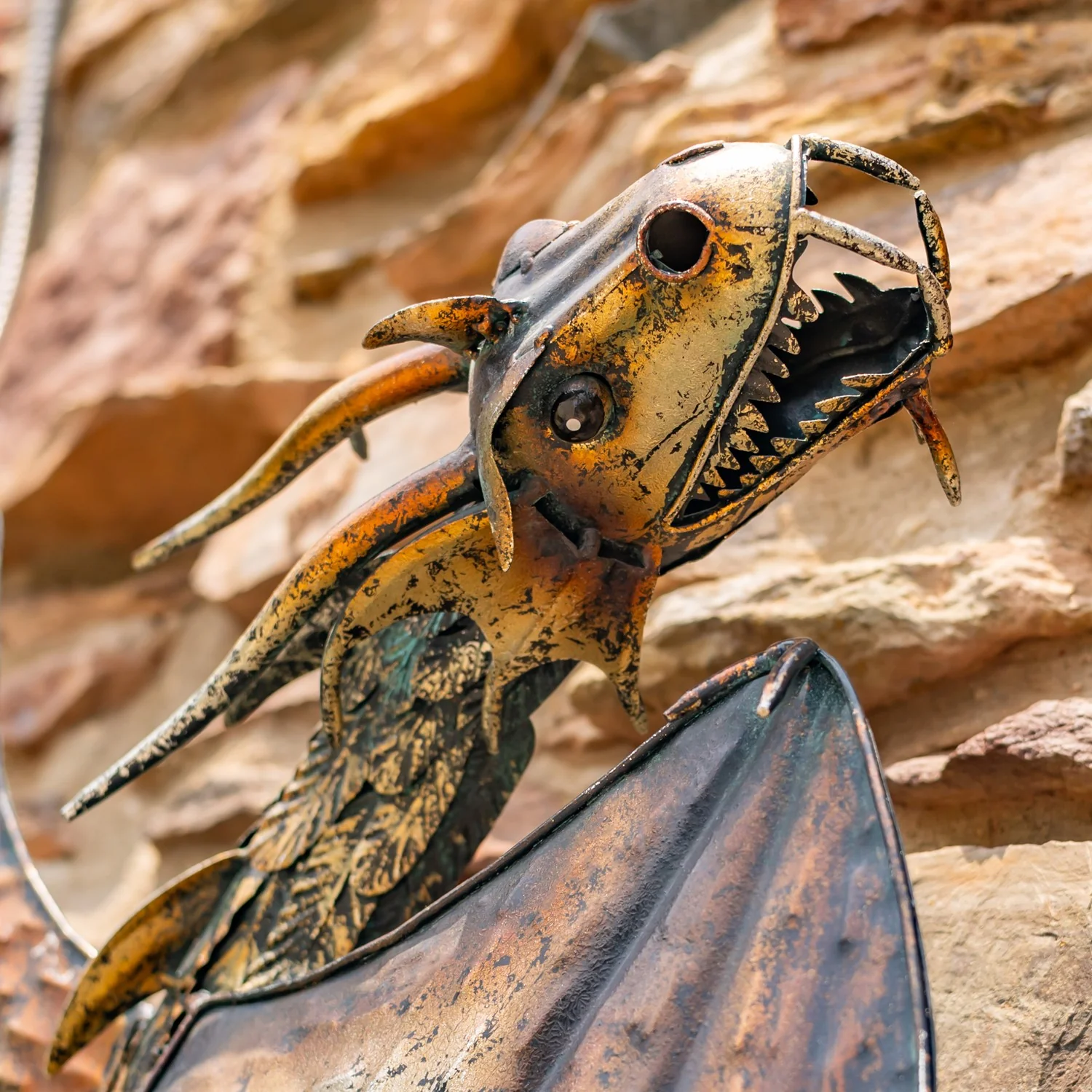 Winged Serpent Dragon Sculptural Wall Art 29" - Image 6