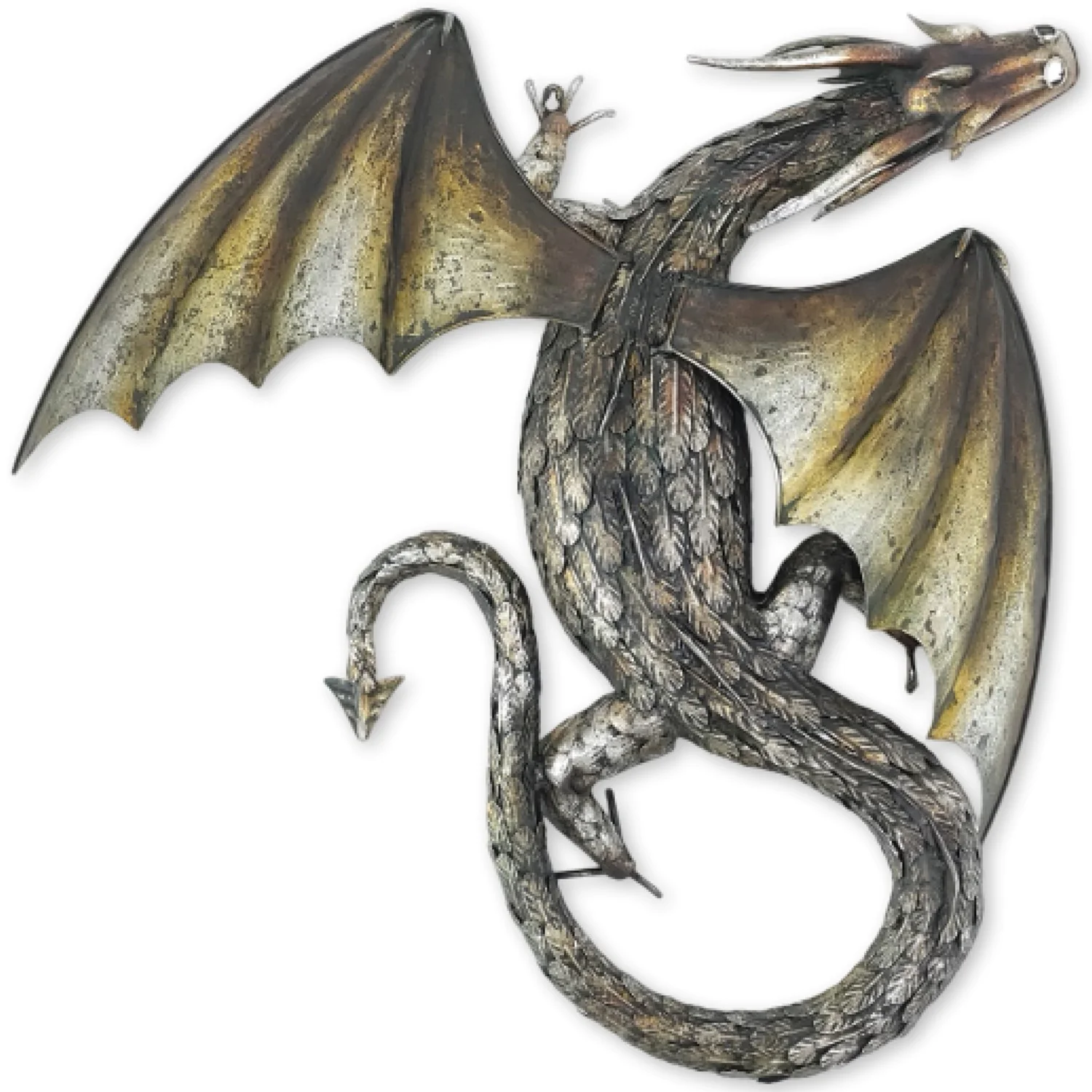 Winged Serpent Dragon Sculptural Wall Art 29" - Image 8