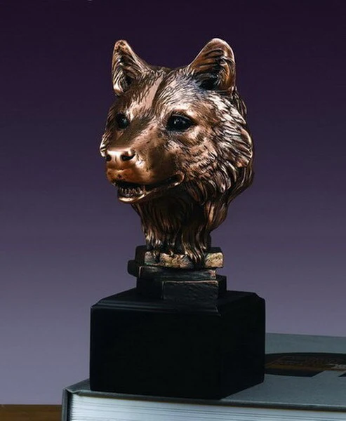 Wolf Head Bust Sculpture 8" Bronze Finish - Image 2