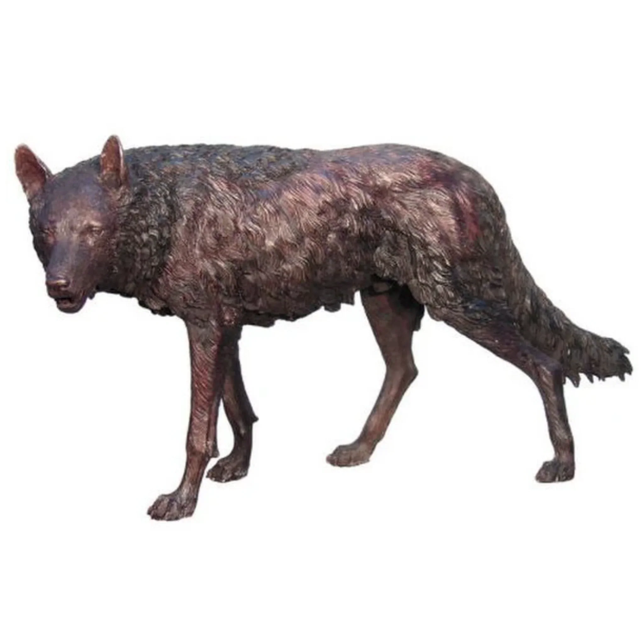 Wolf Walking Life-size Bronze Sculpture