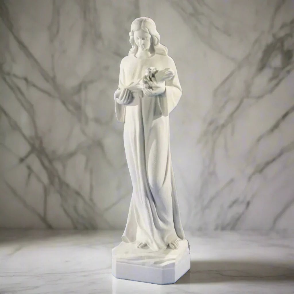 Marble Woman With Flowers 34" Tall
