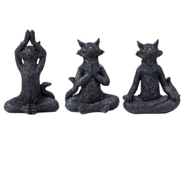 Yoga Cats Statues Set of Three